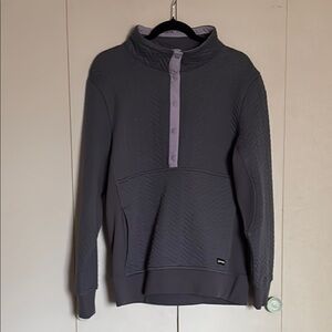 Gray Turtleneck Sweater with Ribbed Cuffs